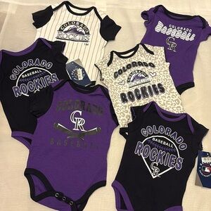 NEW [MLB] Colorado Rockies Growth Stage Onesie Lot of 6, Baby 0/3 & 3/6 Months